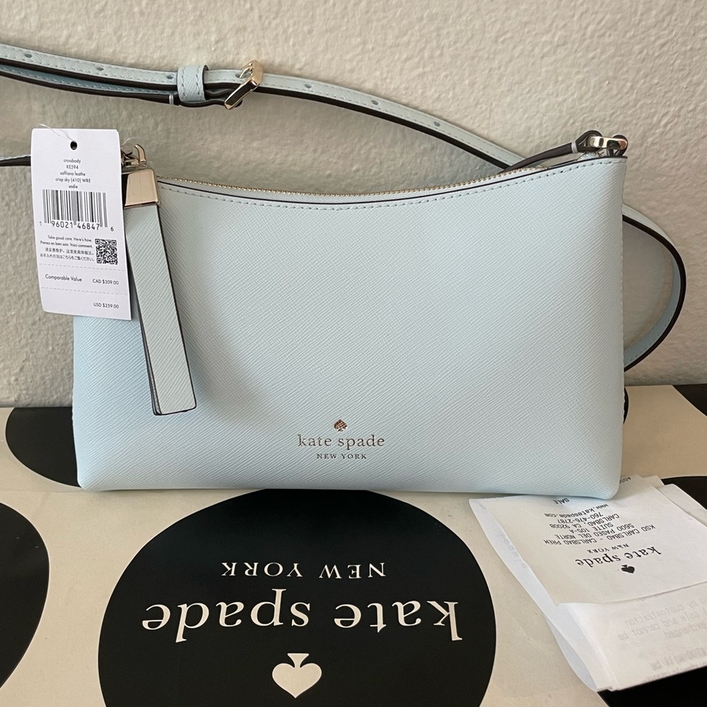 (Sold) NWT Kate Spade Sadie Leather Crossbody Crisp Sky Blue